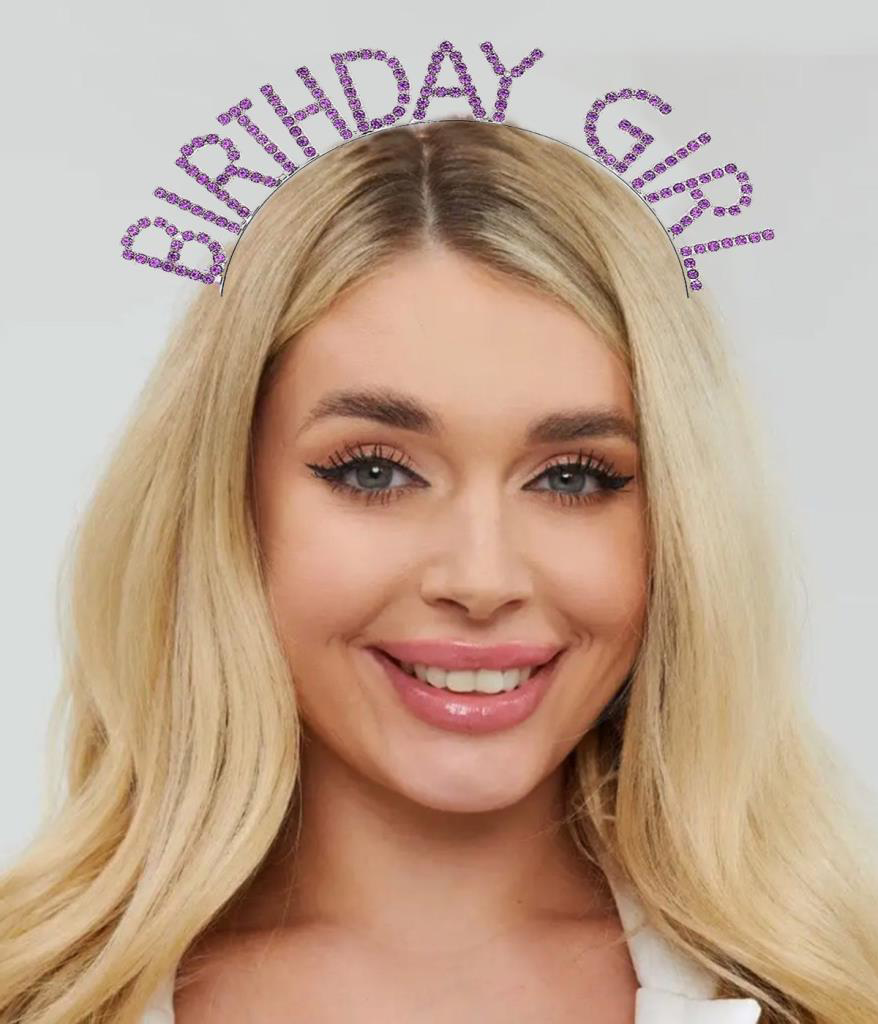Mor Renk Kristal Taşlı Parlak Birthday Girl Yazılı Taç 16x17 cm Mor Renk Kristal Taşlı Parlak Birthday Girl Yazılı Taç 16x17 cm