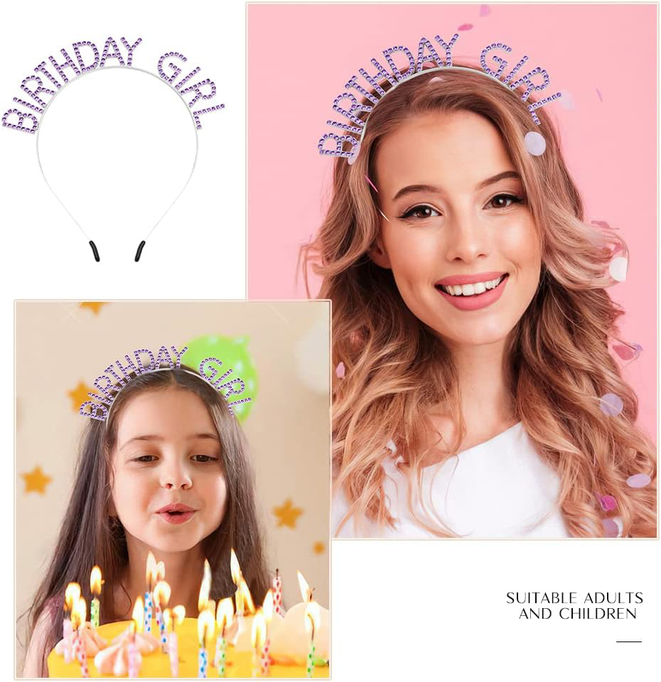 Mor Renk Kristal Taşlı Parlak Birthday Girl Yazılı Taç 16x17 cm Mor Renk Kristal Taşlı Parlak Birthday Girl Yazılı Taç 16x17 cm