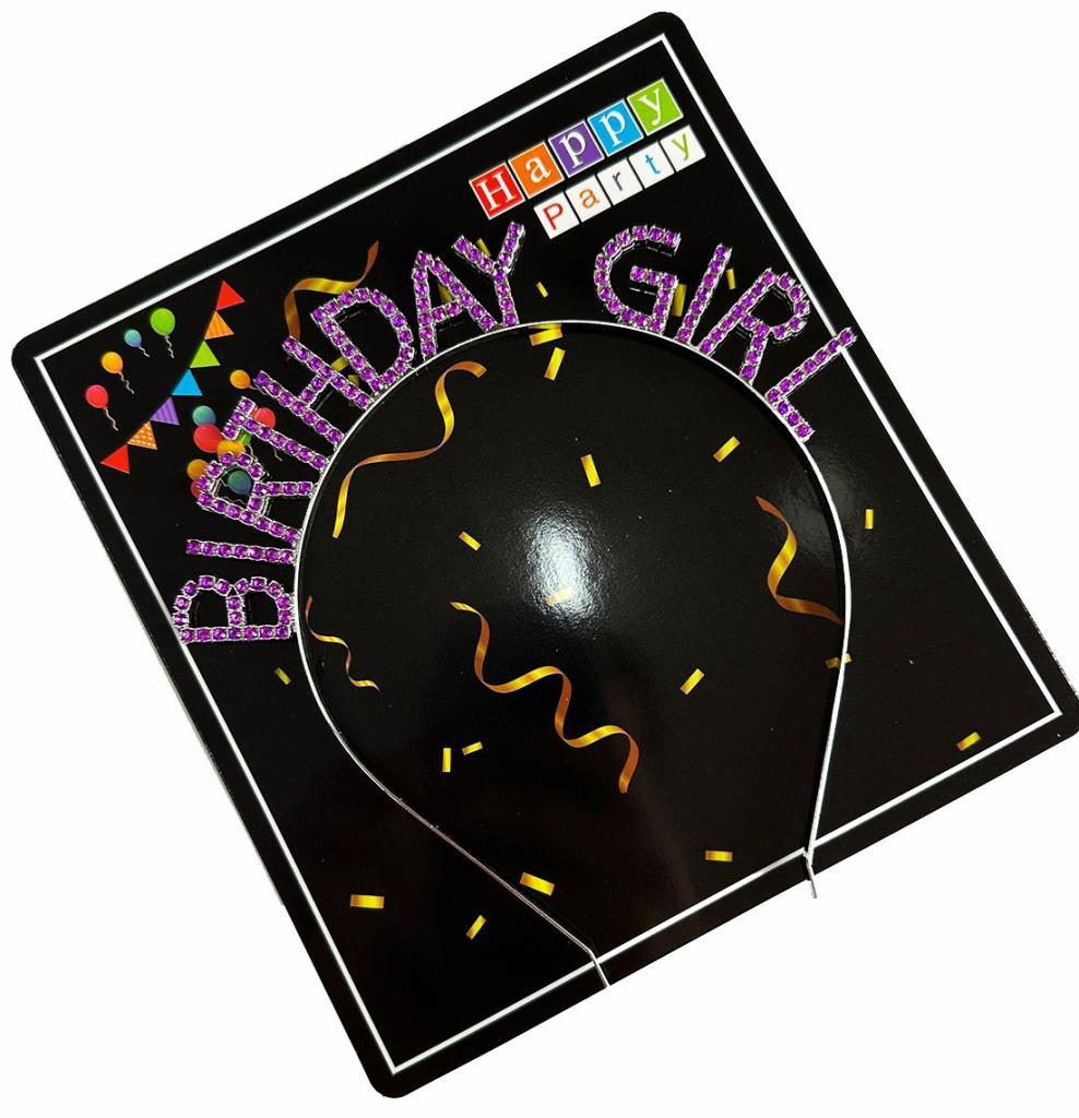 Mor Renk Kristal Taşlı Parlak Birthday Girl Yazılı Taç 16x17 cm Mor Renk Kristal Taşlı Parlak Birthday Girl Yazılı Taç 16x17 cm