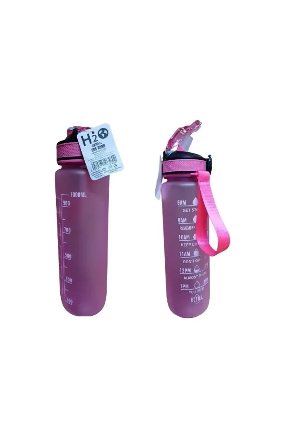 Mor Renkli Kilitli Sızdırmaz Kapaklı Pipetli Matara Kayışlı ve Mo