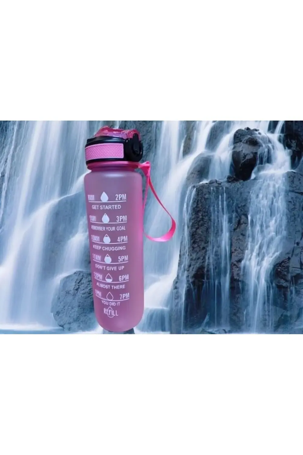 Mor Renkli Kilitli Sızdırmaz Kapaklı Pipetli Matara Kayışlı ve Mo