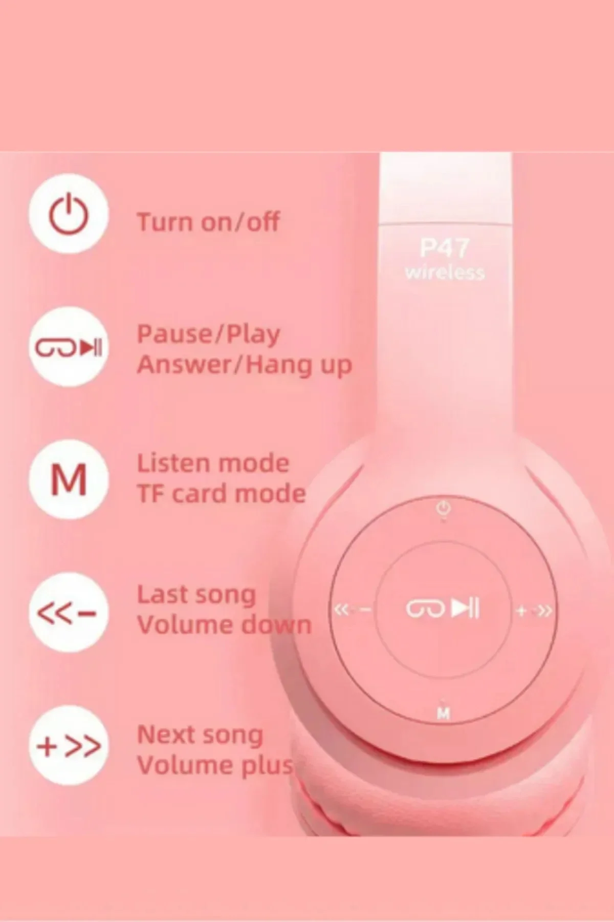 Mor Renkli Kulak Üstü Bluetooth Kulaklık, Kablolu Bağlantı ve Kedi Kulağı Tasarımı
