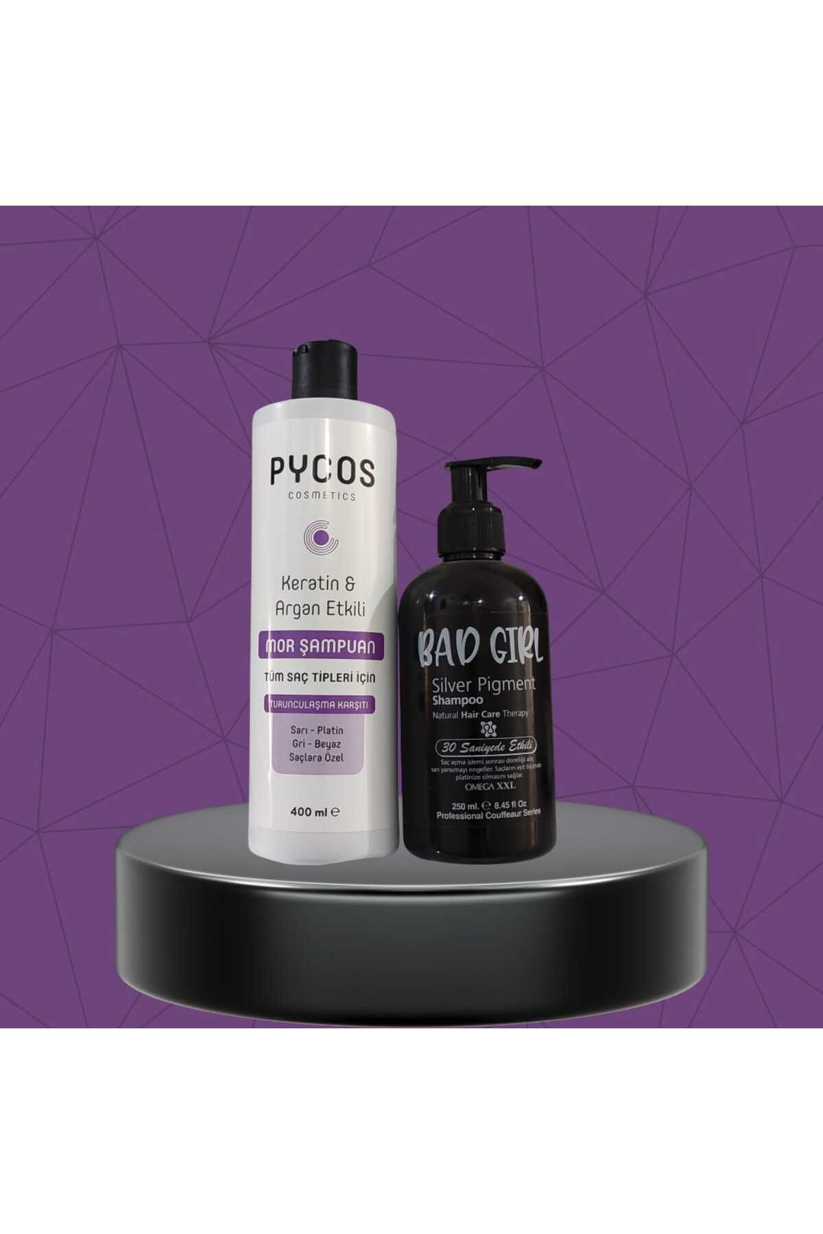Mor şampuan 400 ml + Silver Pigment Şampuan 250 ml 30 saniyede et