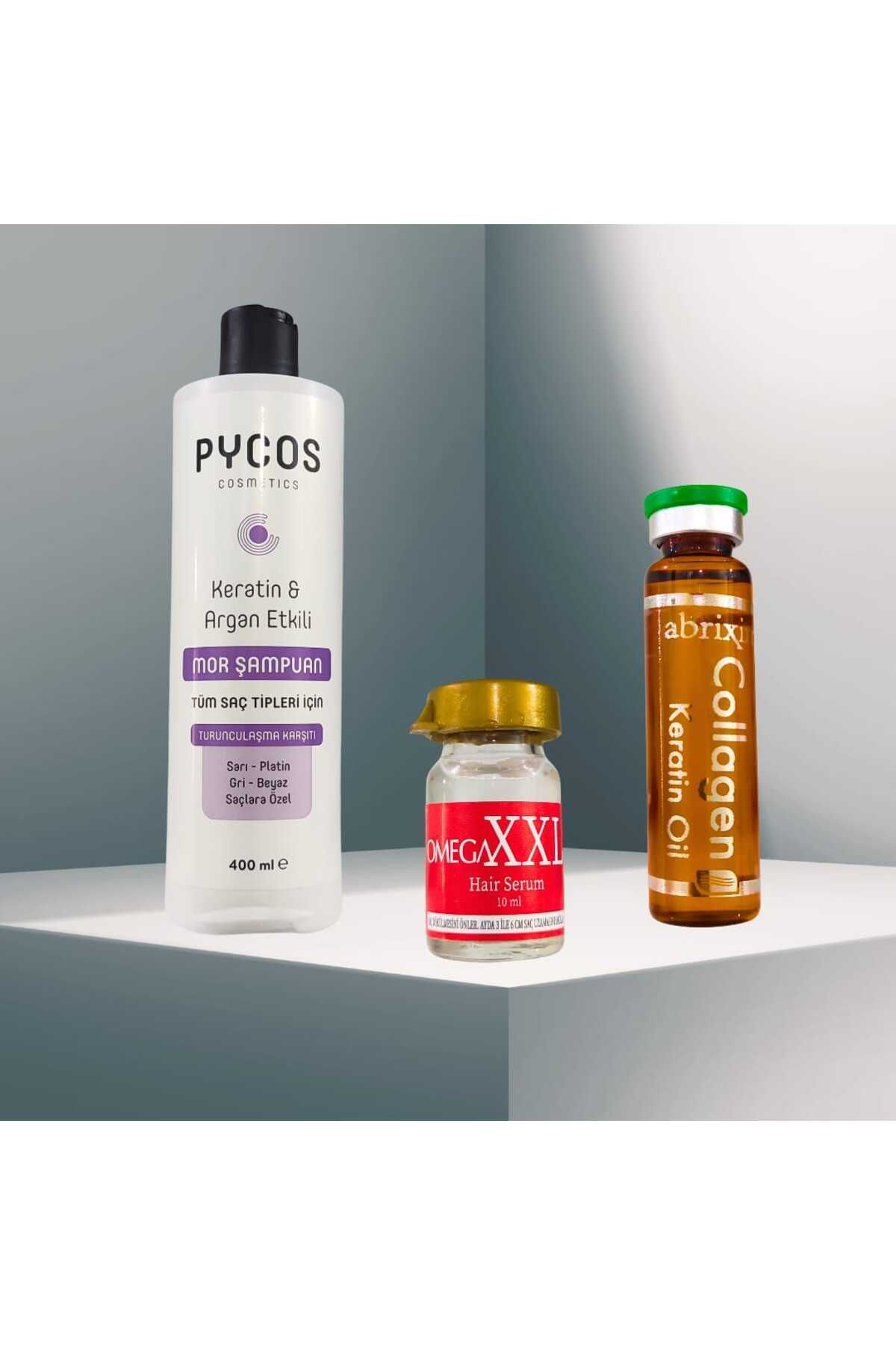 Mor Şampuan Destekli Saç Bakım seti Keratin Argan Etkili Mor Şamp