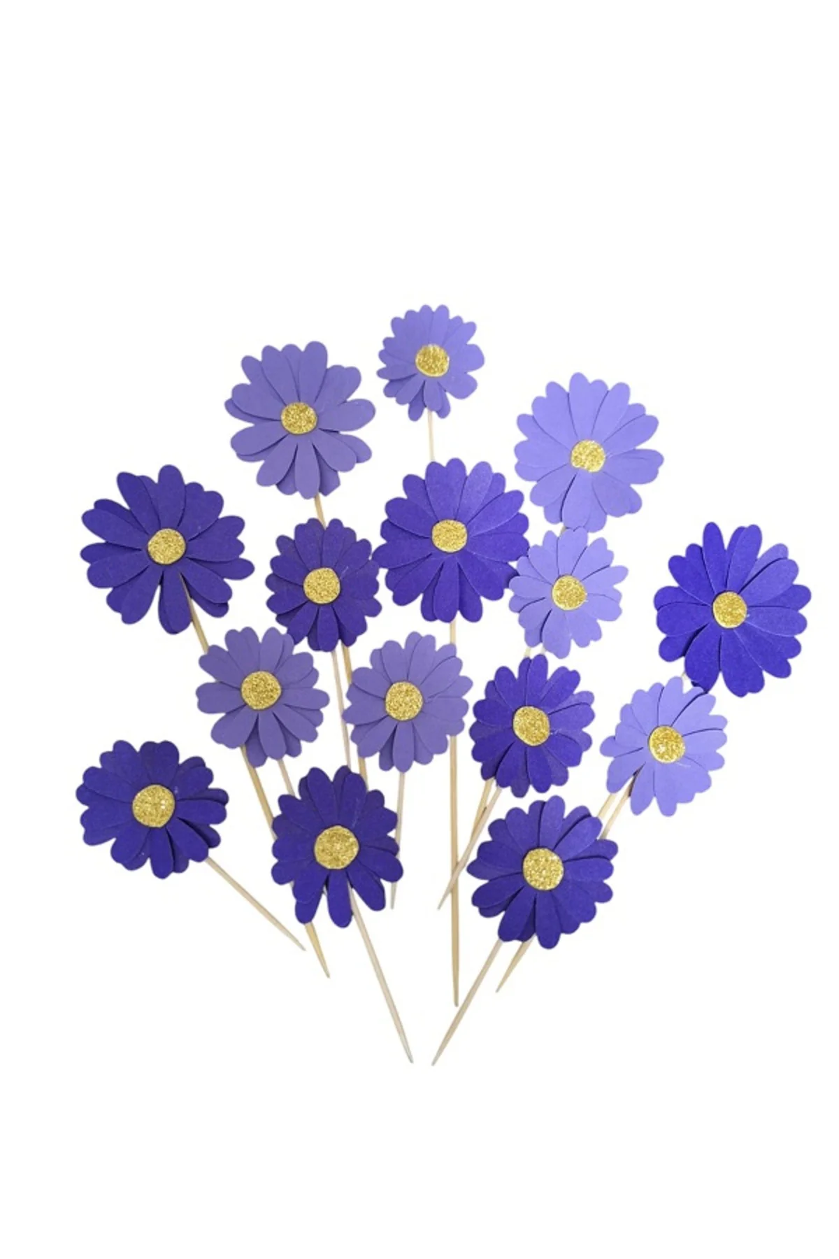 MOR TONLU PAPATYA-MENEKŞE KÜRDAN PASTA SÜSÜ 15 ADET