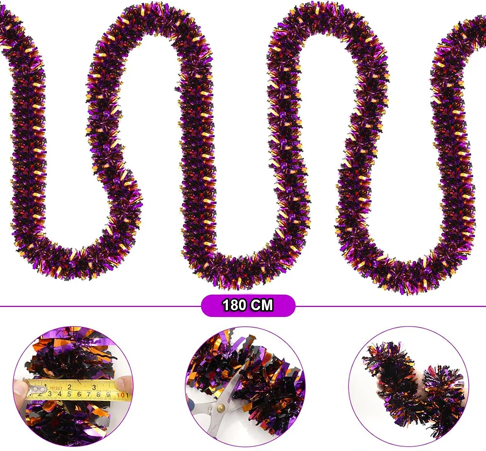 Mor Turuncu Çift Renk Sim Garland 180 cm - Parti Süsleme