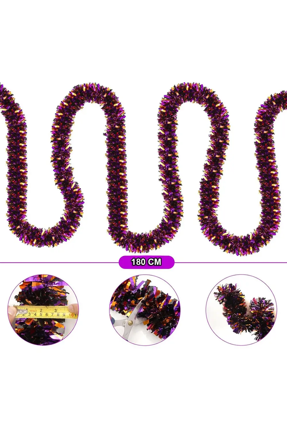 Kanonik Education Mor Turuncu Çift Renk Sim Süs 180 Cm