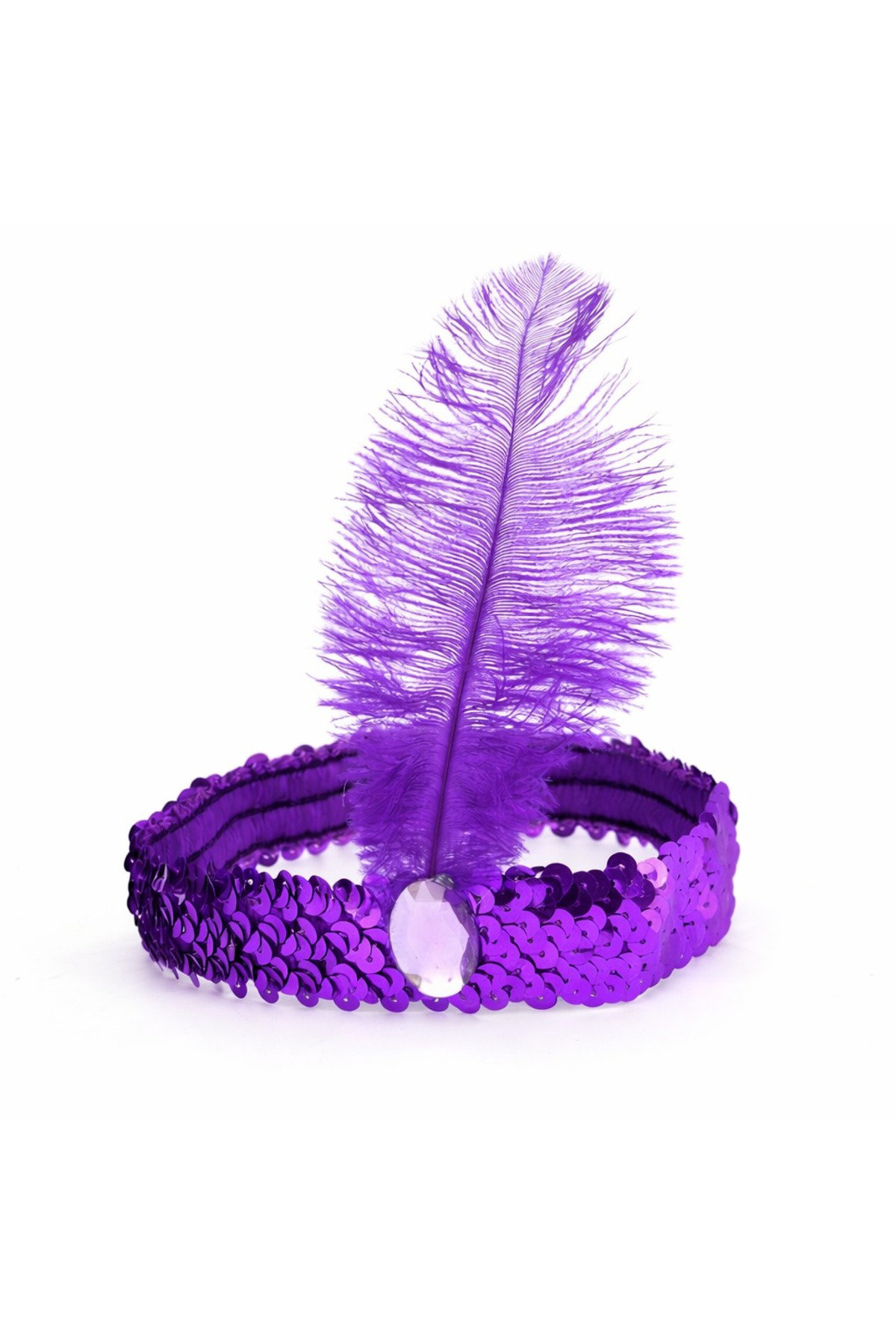 Mor Tüylü Retro Çarliston Bandı - 70-80-90’lar Parti Tacı