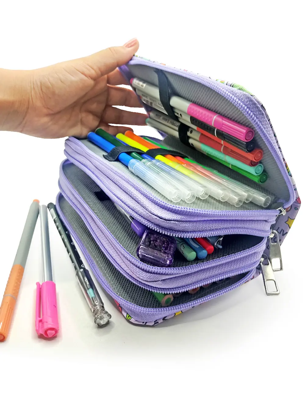 Mor Unicorn-Flamingo Kawai Organizer Kalemkutu Kalem Kutusu Vegan