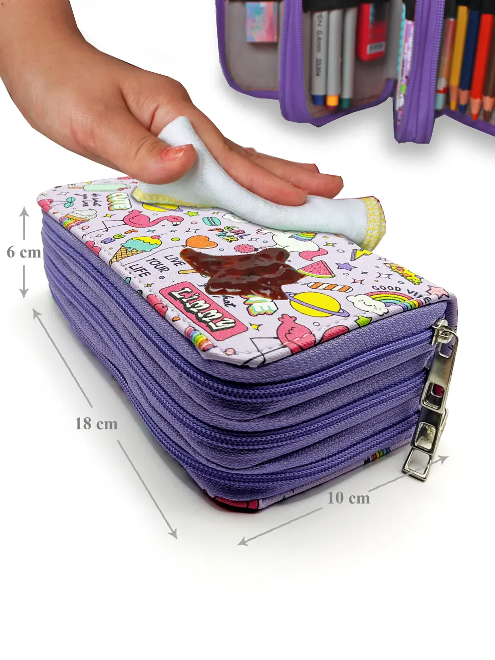 Mor Unicorn-Flamingo Kawai Organizer Kalemkutu Kalem Kutusu Vegan