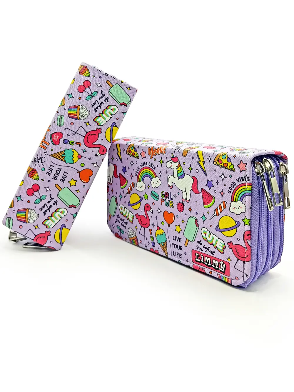 Mor Unicorn-Flamingo Kawai Organizer Kalemkutu Kalem Kutusu Vegan