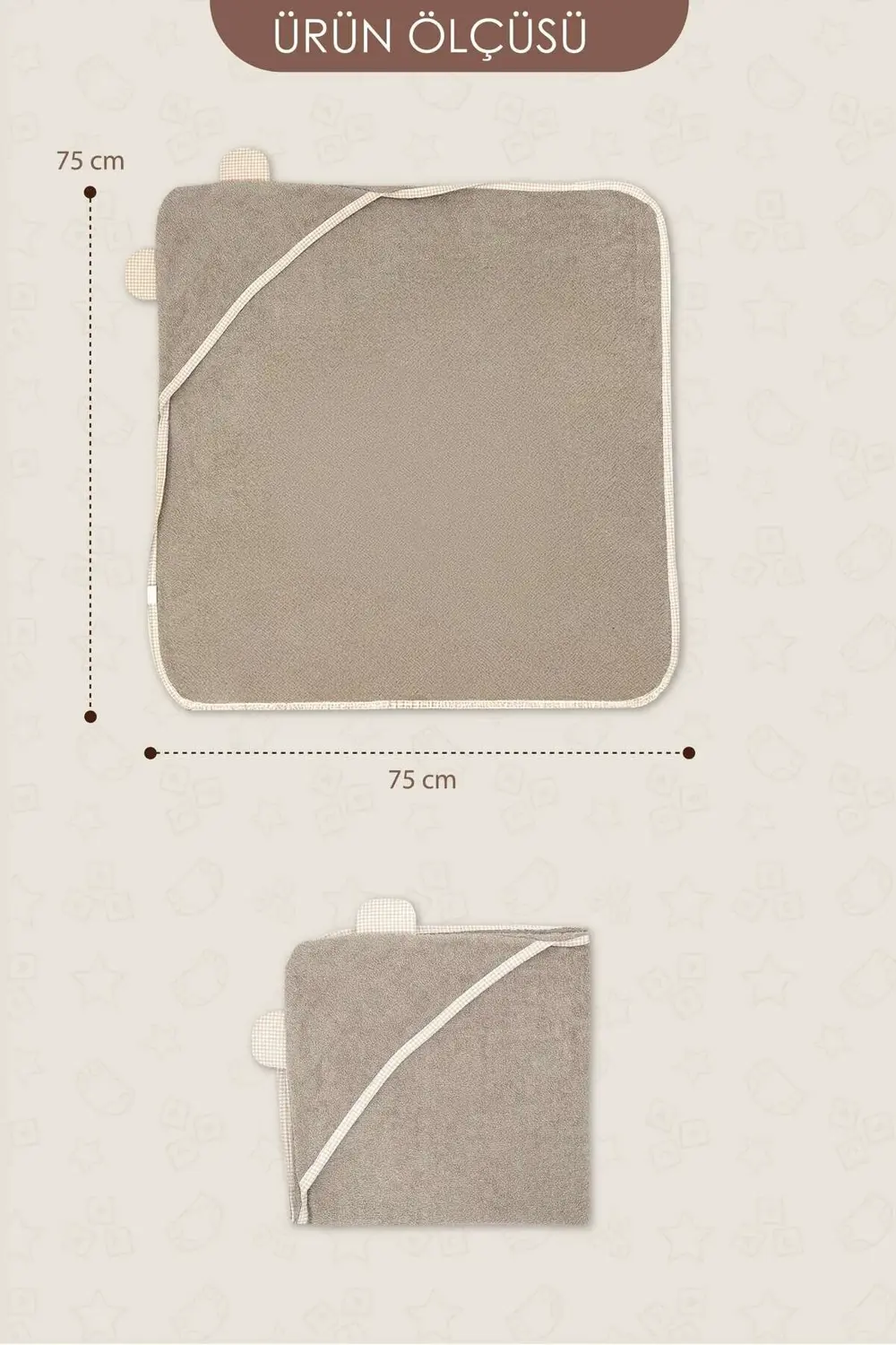 Mordesign Morbear Serisi Bebek Havlu/Kese Seti, Nakışlı Bebek Havlu Kundak,