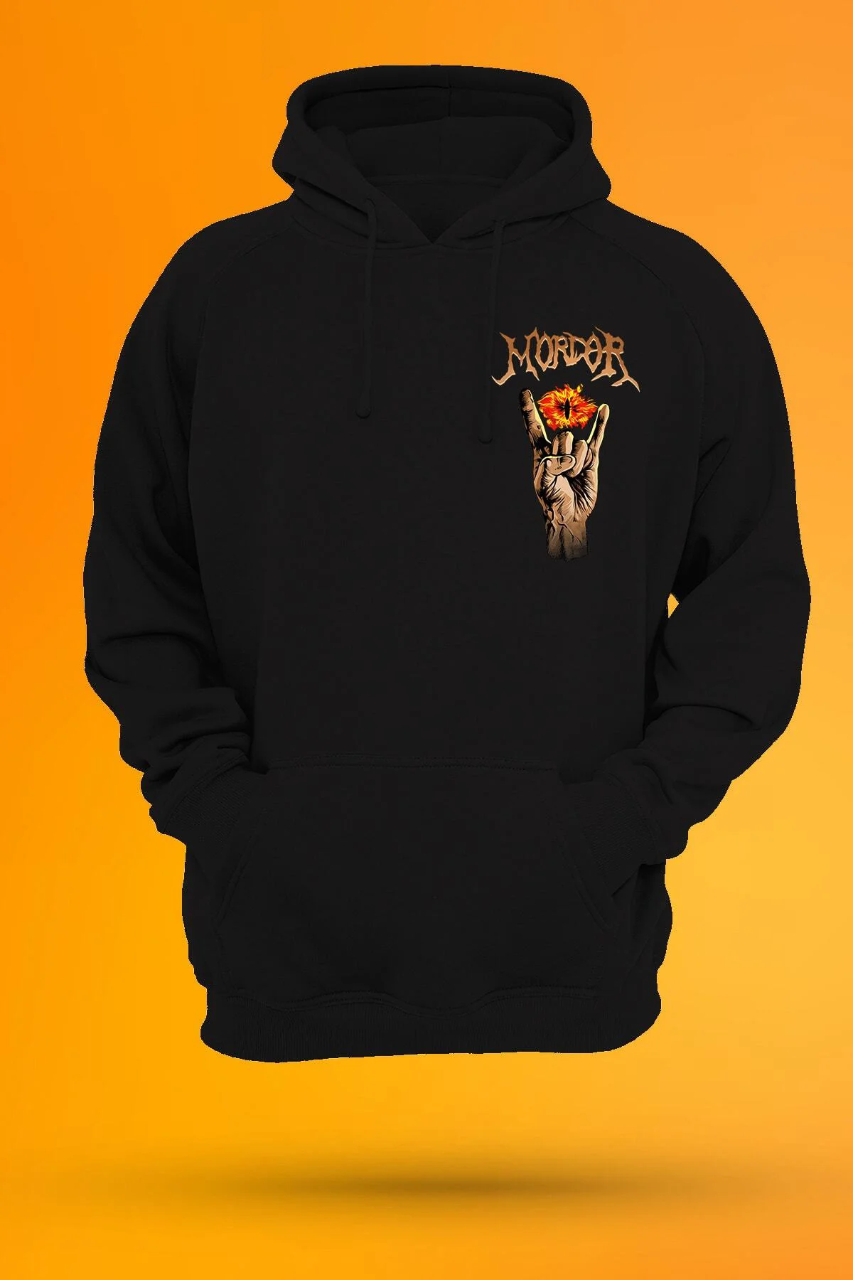 Mordor Baskılı Fermuarsız Kapüşonlu Sweatshirt