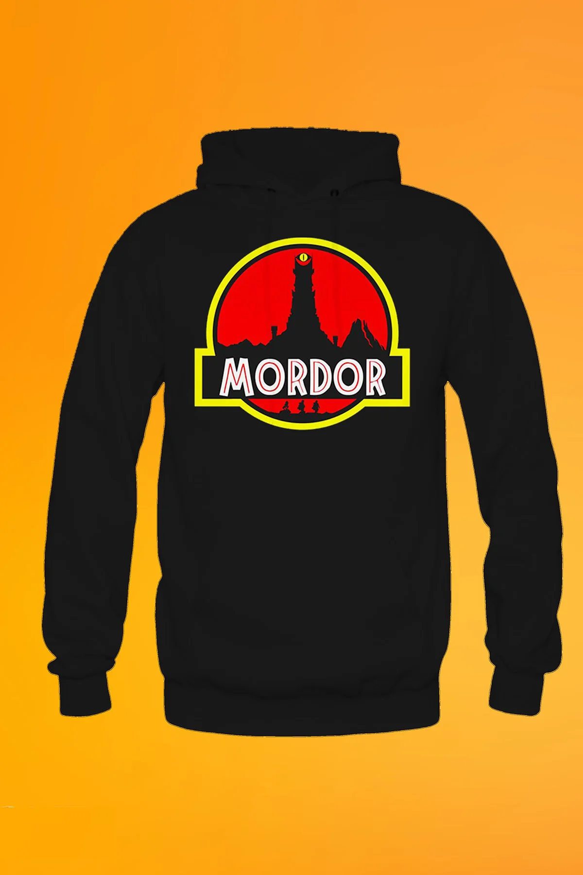 Mordor Baskılı Siyah Unisex Kanguru Cep Kapüşonlu Sweatshirt
