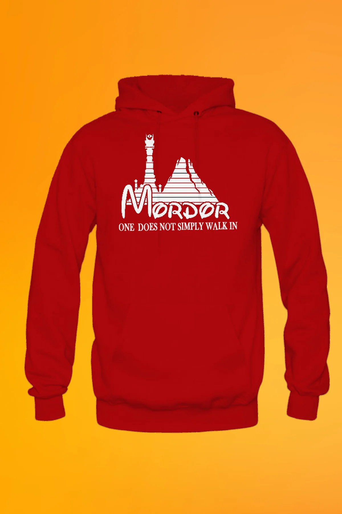 Mordor Disney Baskılı Siyah Unisex Kanguru Cep Kapüşonlu Sweatshirt