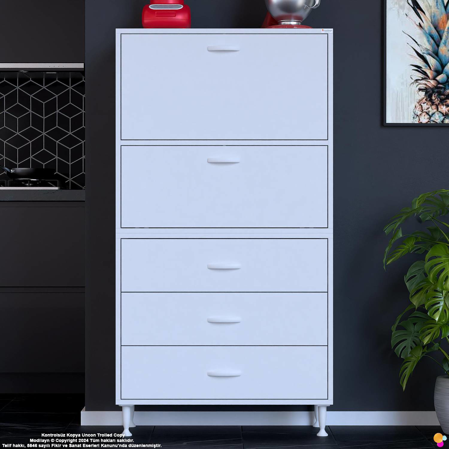 More 80 cm Çok Amaçlı Organizer Mutfak Kiler Banyo 2 Kapaklı 3 Çe More 80 cm Çok Amaçlı Organizer Mutfak Kiler Banyo 2 Kapaklı 3 Çe - Görsel 3