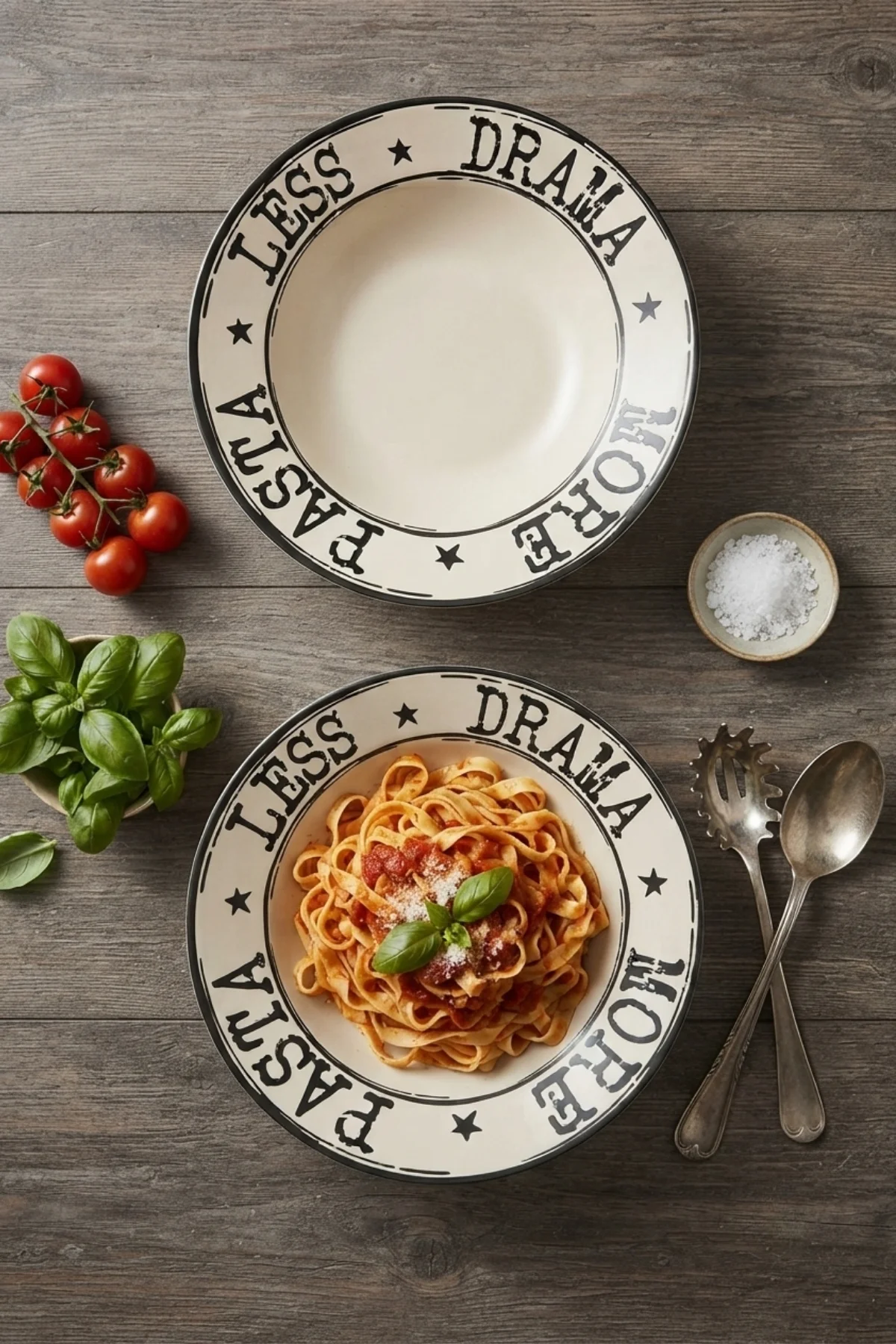 More Pasta & Less Drama Makarna Tabağı 2 Adet 26cm