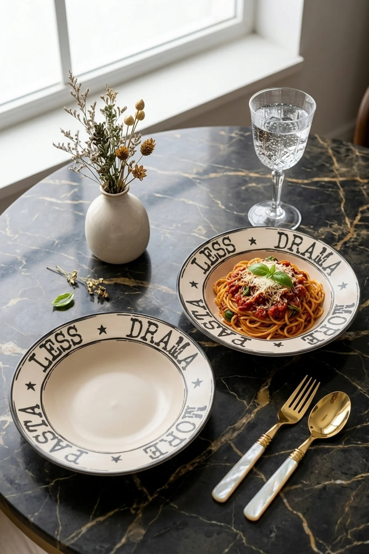 More Pasta & Less Drama Makarna Tabağı 2 Adet 26cm