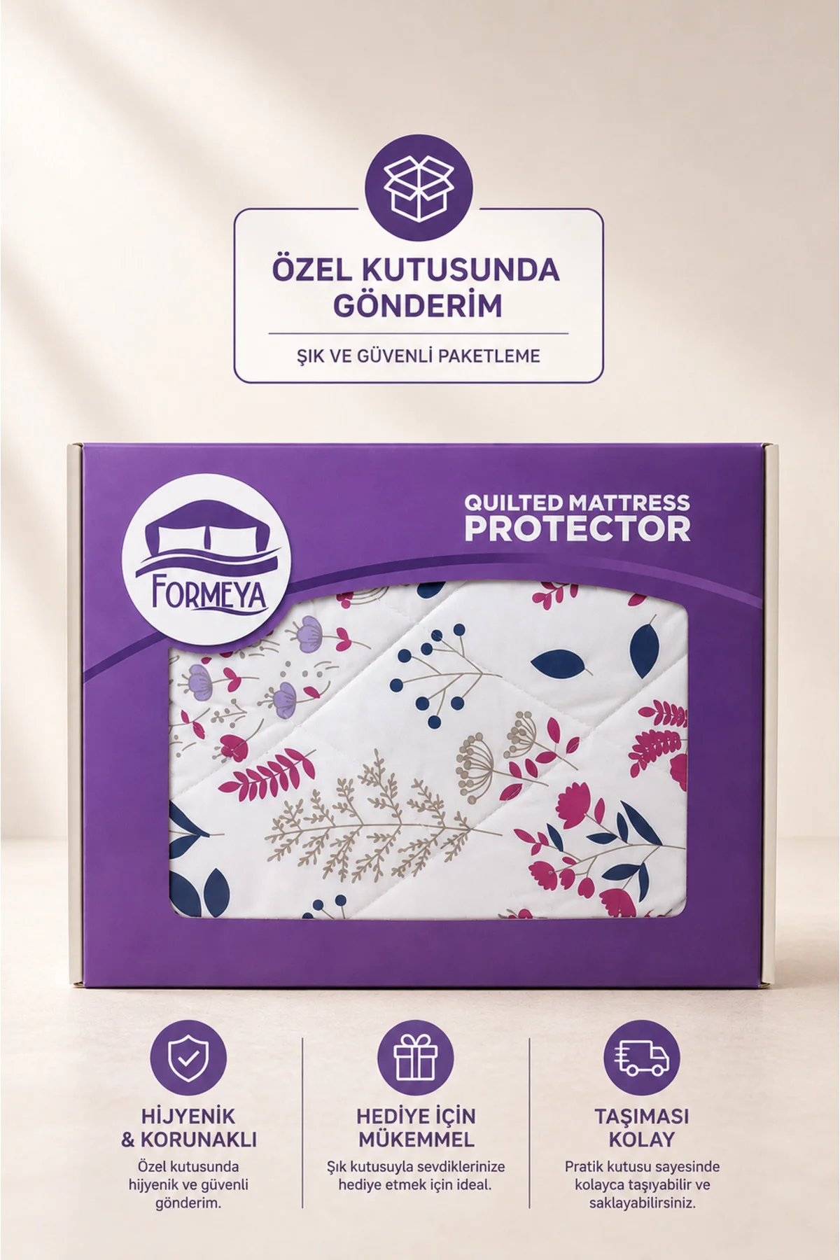 Morena Desenli Sıvı Geçirmez Kapitone Fitted Alez ve Yastık Kılıf