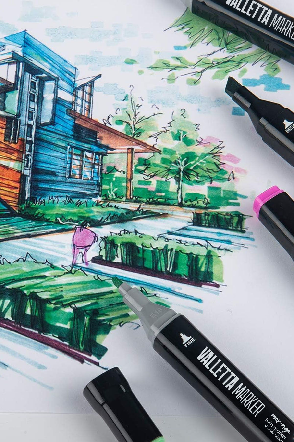 Moringa 24'lü Çift Taraflı Art Marker Keçeli Kalem Seti Çantalı Moringa 24'lü Çift Taraflı Art Marker Keçeli Kalem Seti Çantalı