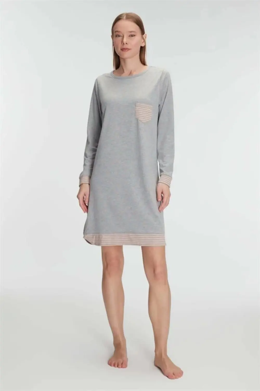 Morliva Pamuklu Uzun Kollu Gecelik