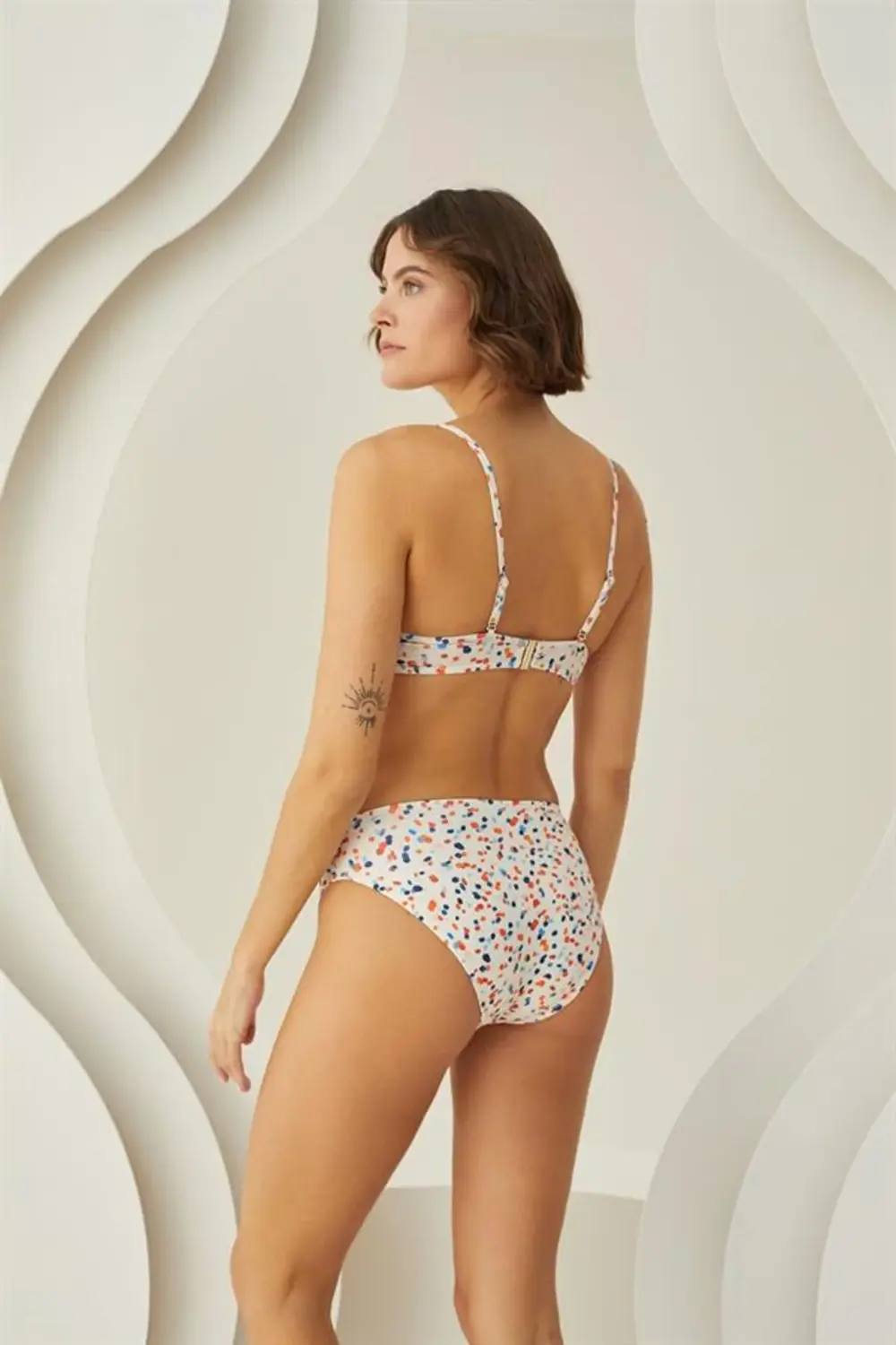 Morliva Puantiyeli Şık Desenli Kaplı Bikini Takımı