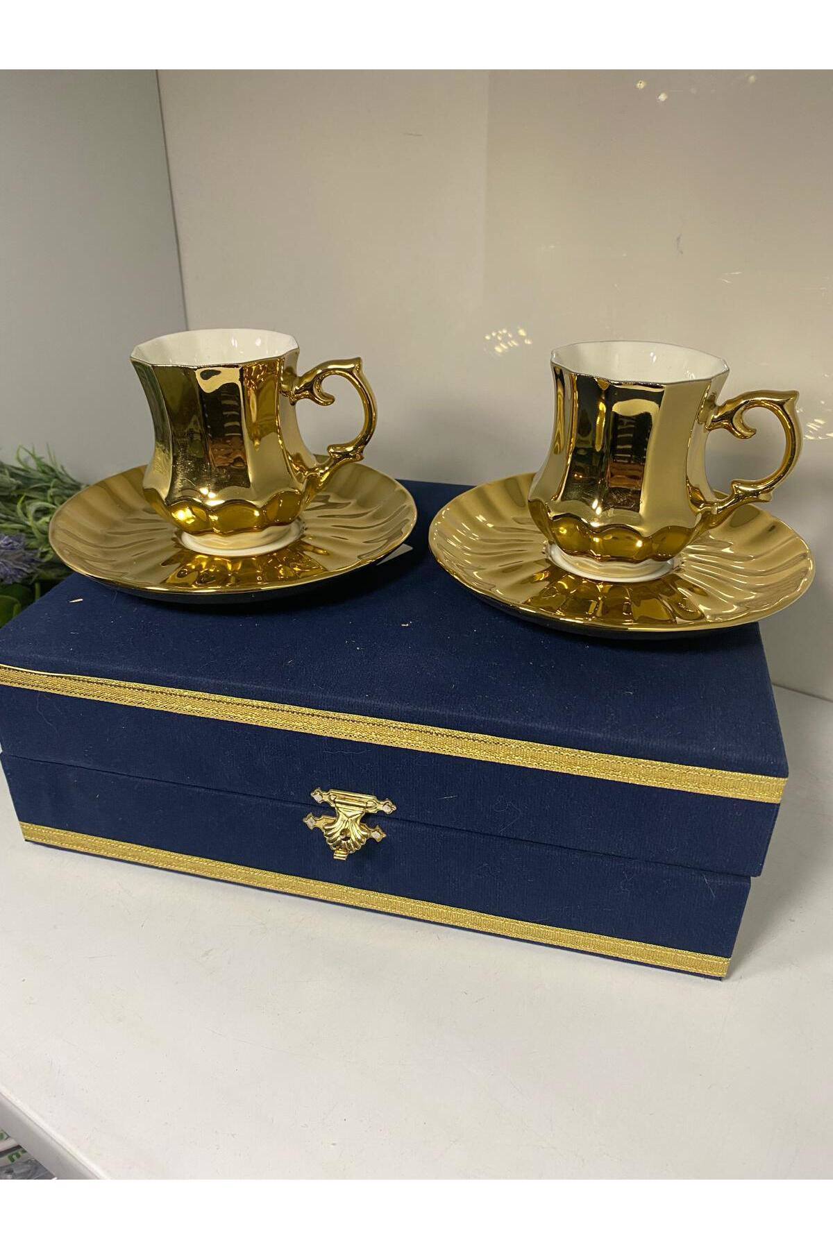 Vitale Mostor Altın 2 Li Kahve Fincanı (Özel Kutusunda)
