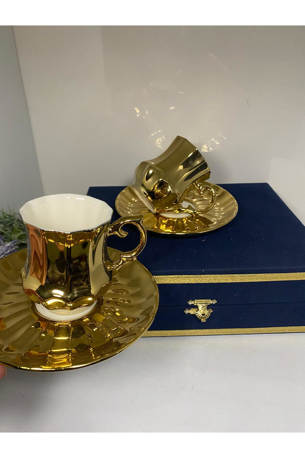 Vitale Mostor Altın 2 Li Kahve Fincanı (Özel Kutusunda)