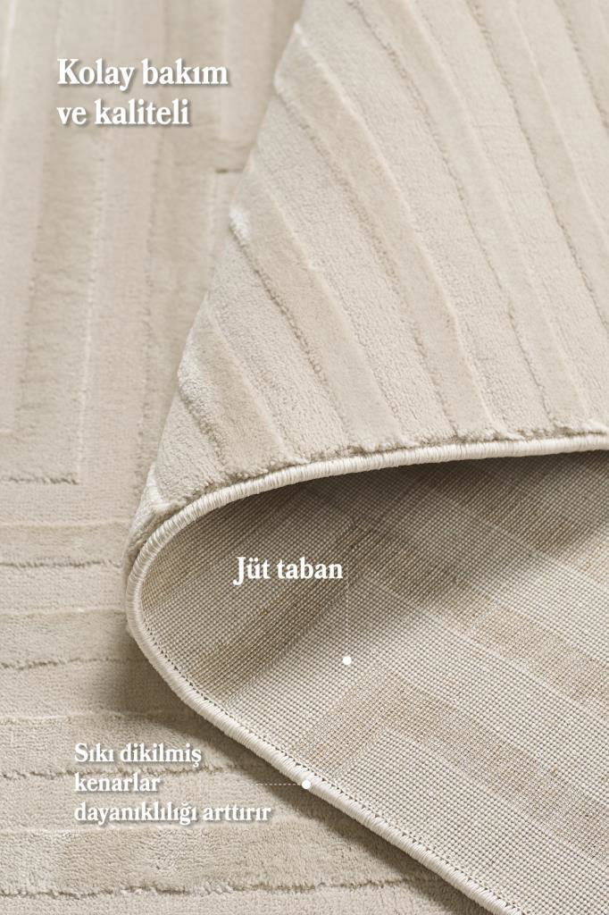 Motifli Bej Modern Yumuşak Polipropilen Jüt Halı Salon Oturma Oda