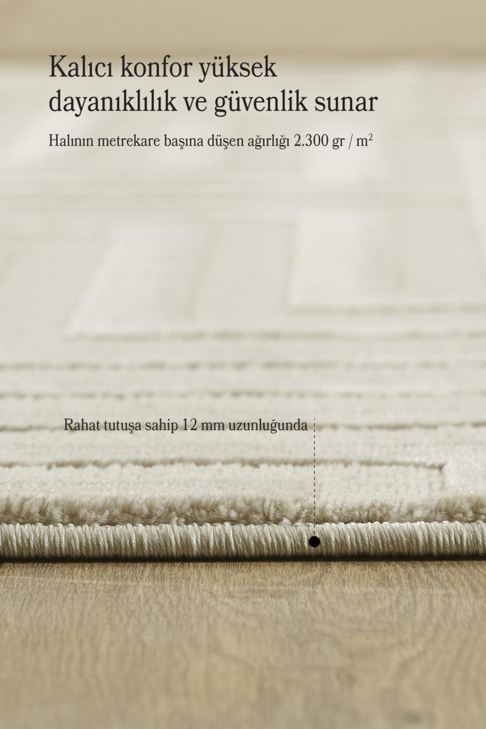 Motifli Bej Modern Yumuşak Polipropilen Jüt Halı Salon Oturma Oda