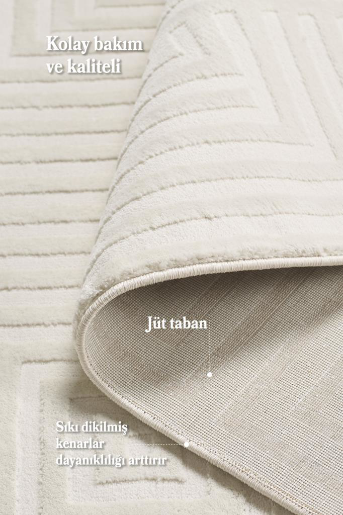 Red Hali Motifli Krem Modern Yumuşak Polipropilen Jüt Hali Salon Oturma Od