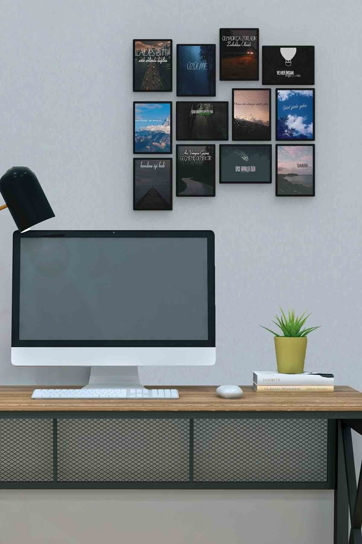 Motivasyon 12 Parça Mdf (ahşap) Tablo Ofis Boyu 