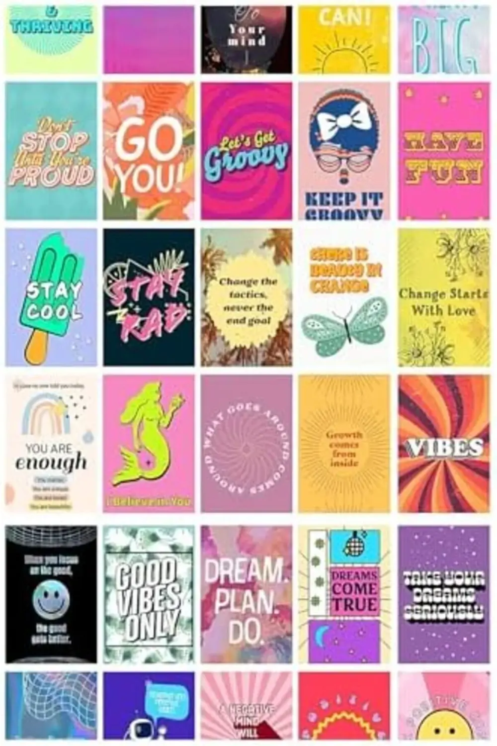 Motivasyon Sözleri Temalı 90 Adet Duvar Poster Seti, Özel Tasarım