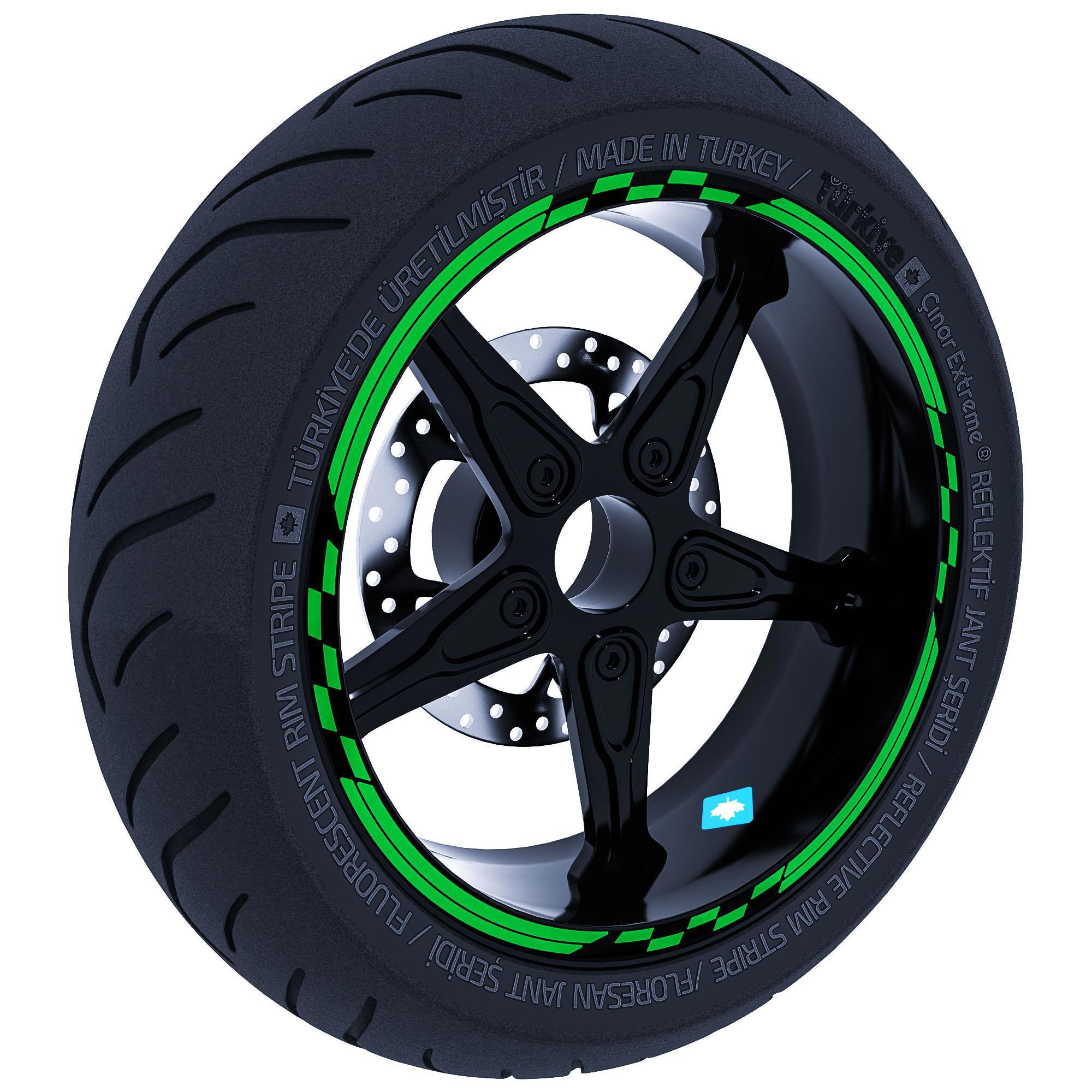 Moto GP Yarış Bayraklı Orman Yeşili Jant Şeridi Sticker Çınar Ext