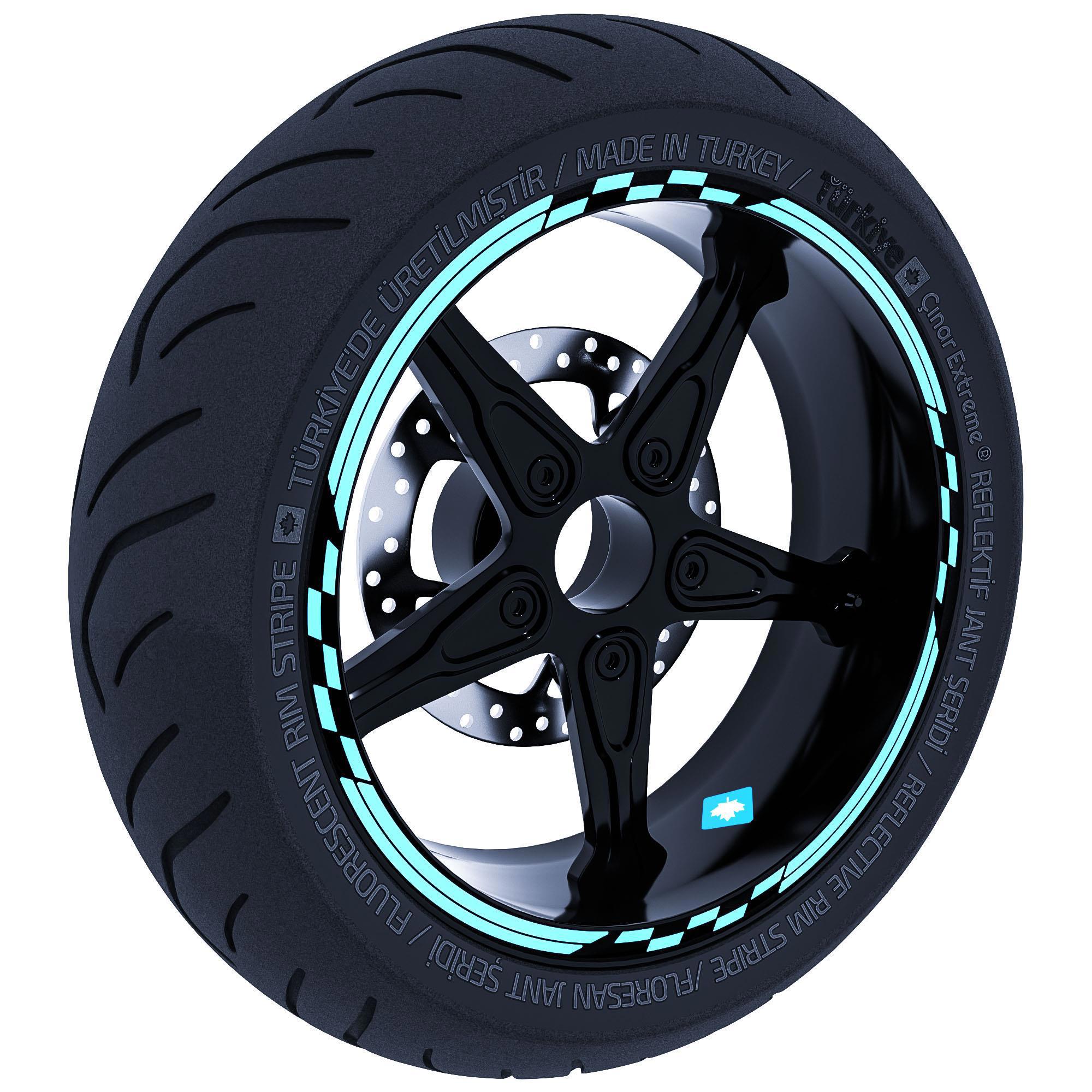 Çınar Extreme Moto Gp Yarış Bayraklı Nane Yeşili Jant Şeridi Sticker Çınar Extr