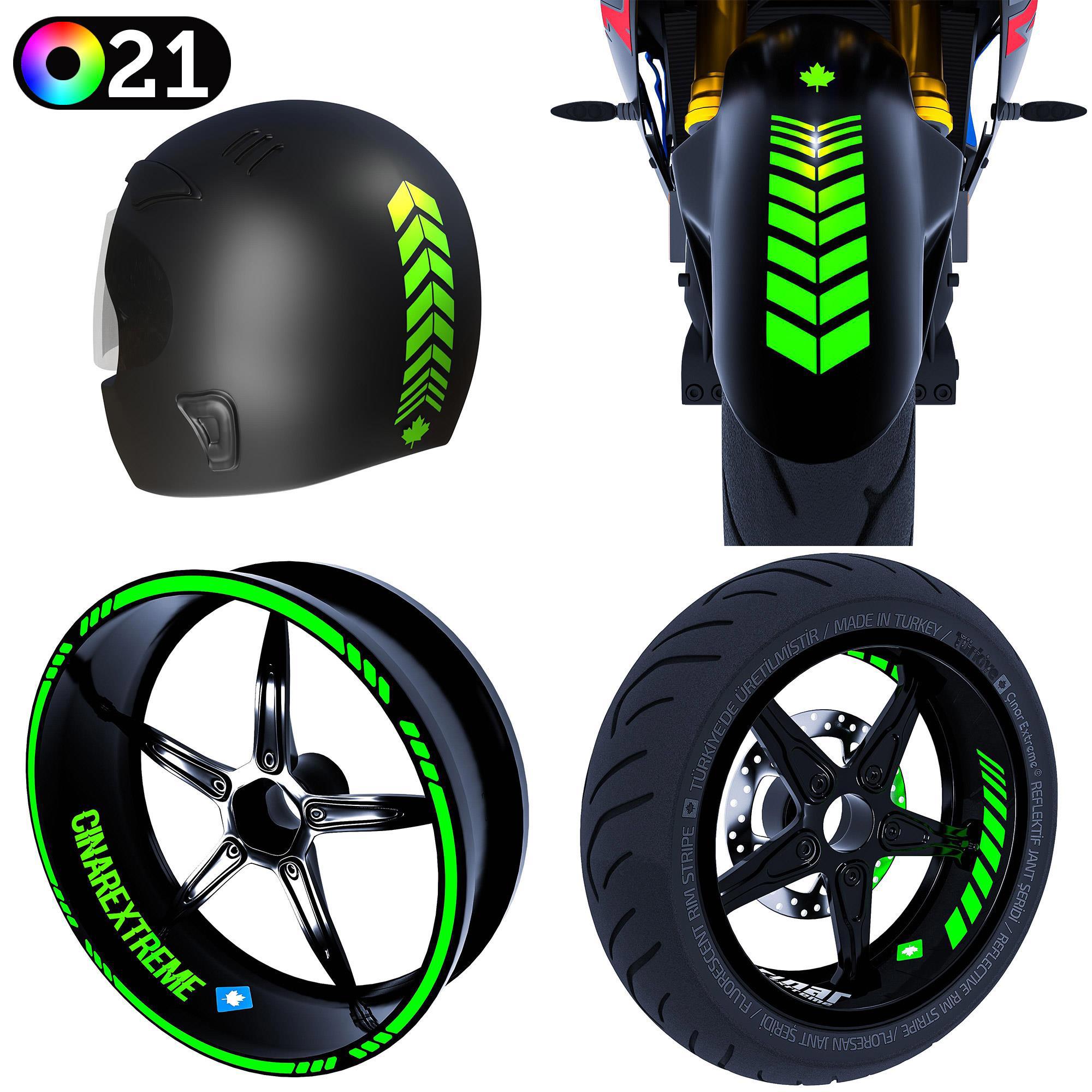 Moto Rider 4'lü Sticker Seti İç Dış Jant Şeridi Kask Çamurluk Çın