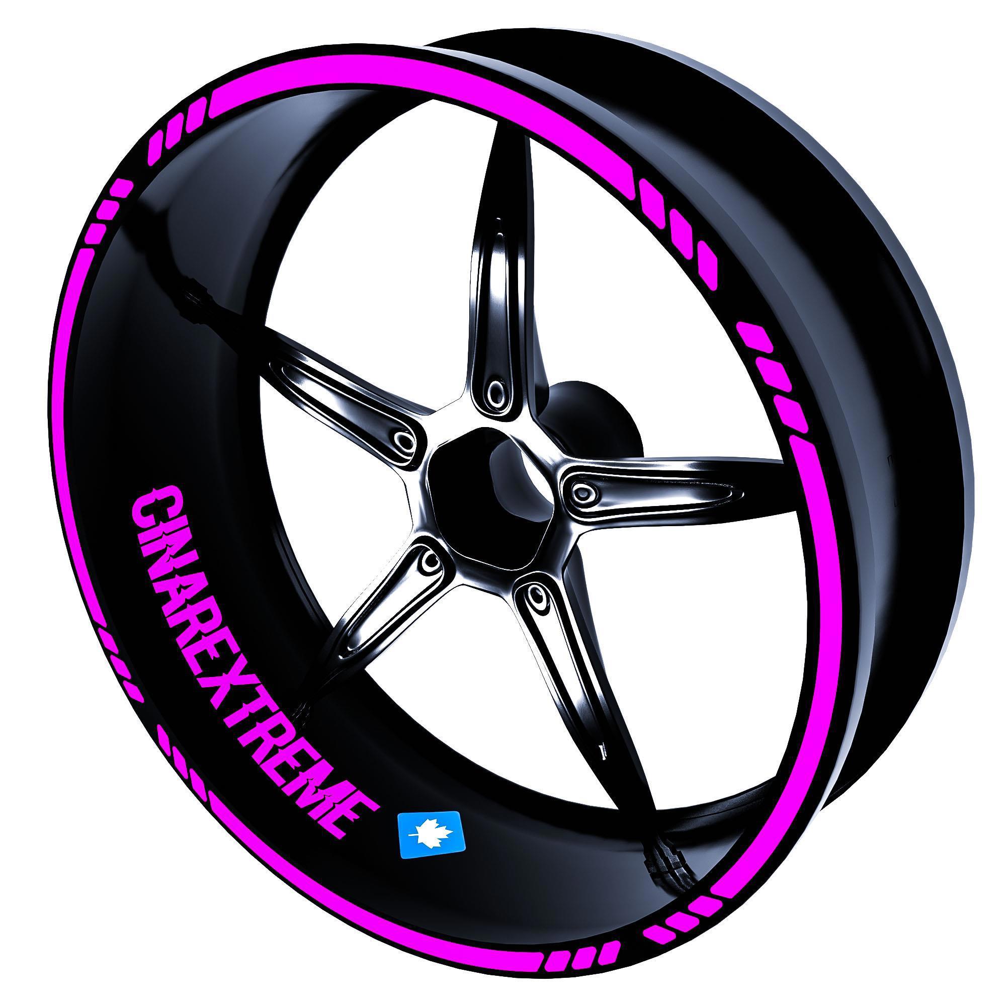 Moto Rider 4'lü Sticker Seti Gül Pembesi İç Dış Jant Şeridi Kask 
