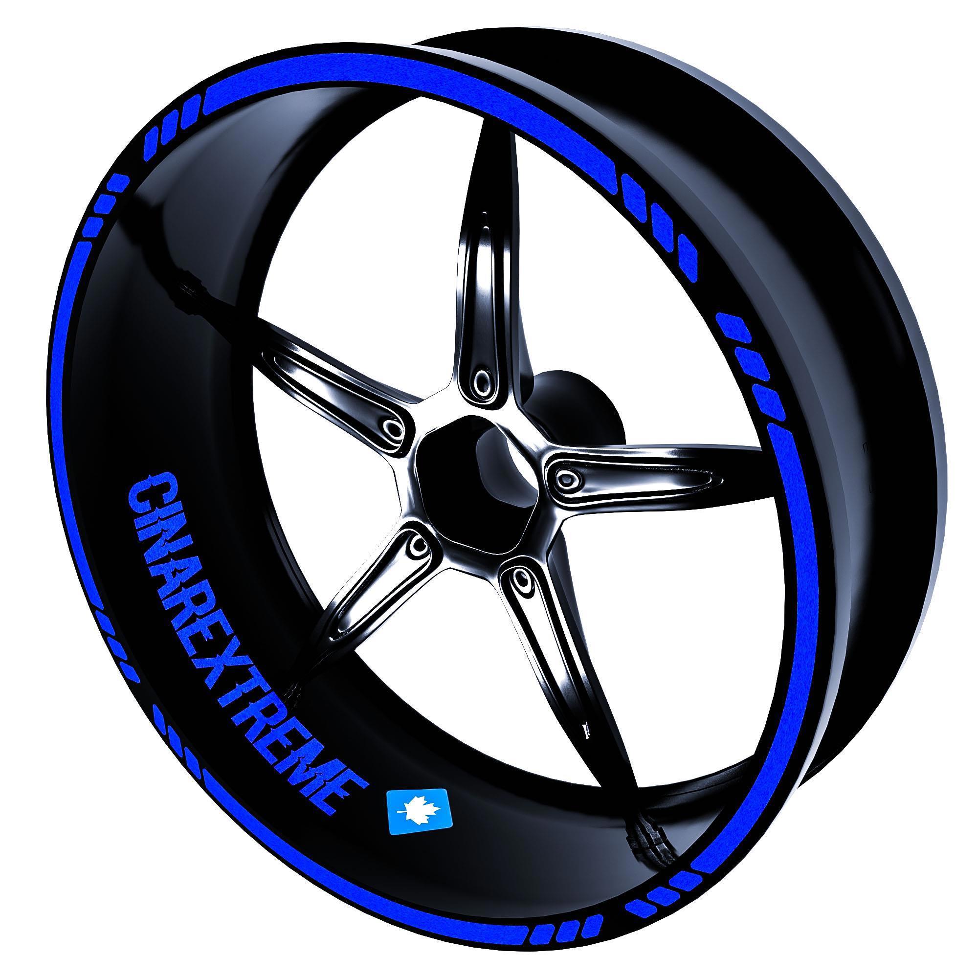 Moto Rider 4'lü Sticker Seti Reflektif Mavi İç Dış Jant Şeridi Ka
