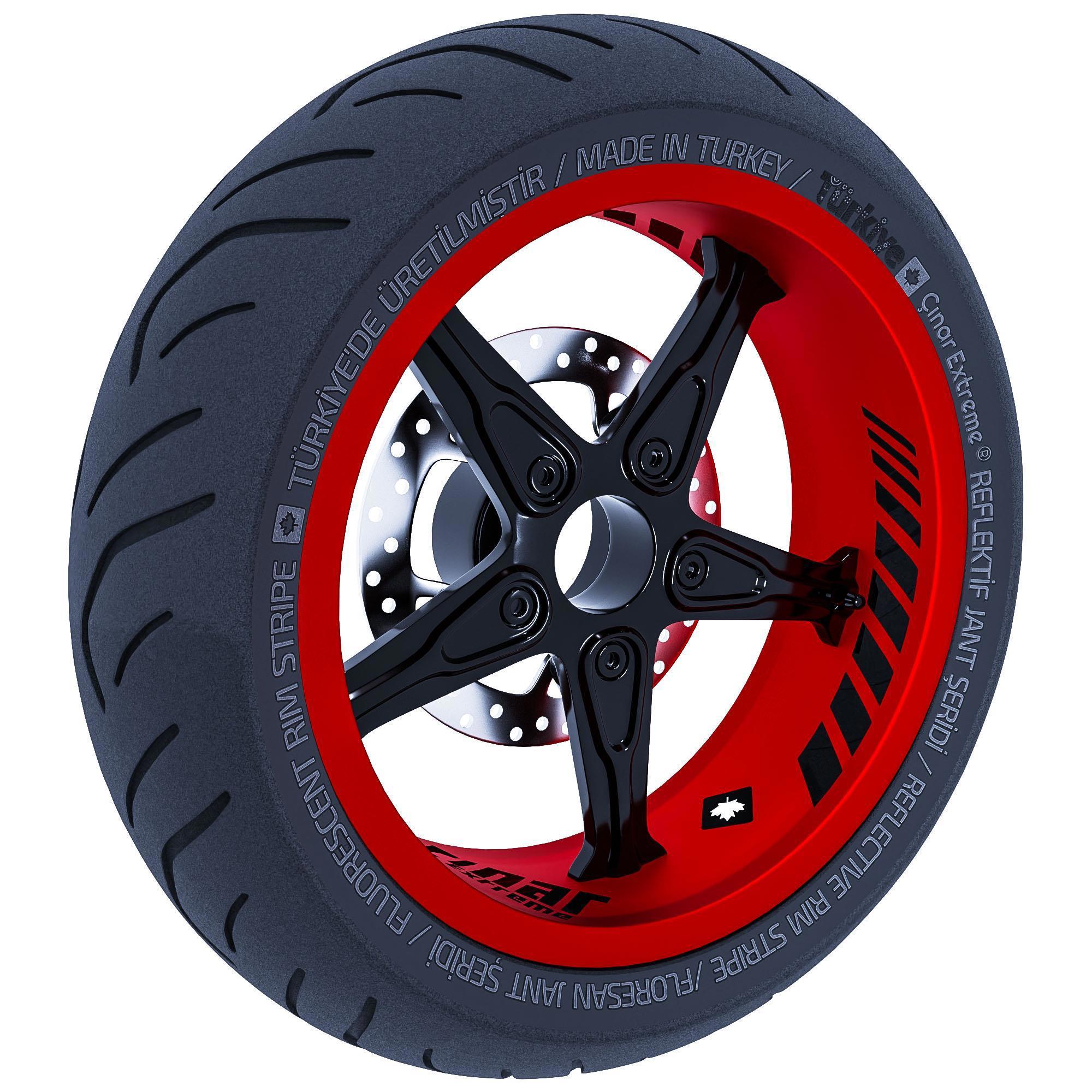 Moto Rider 4'lü Sticker Seti Jet Siyah İç Dış Jant Şeridi Kask ve