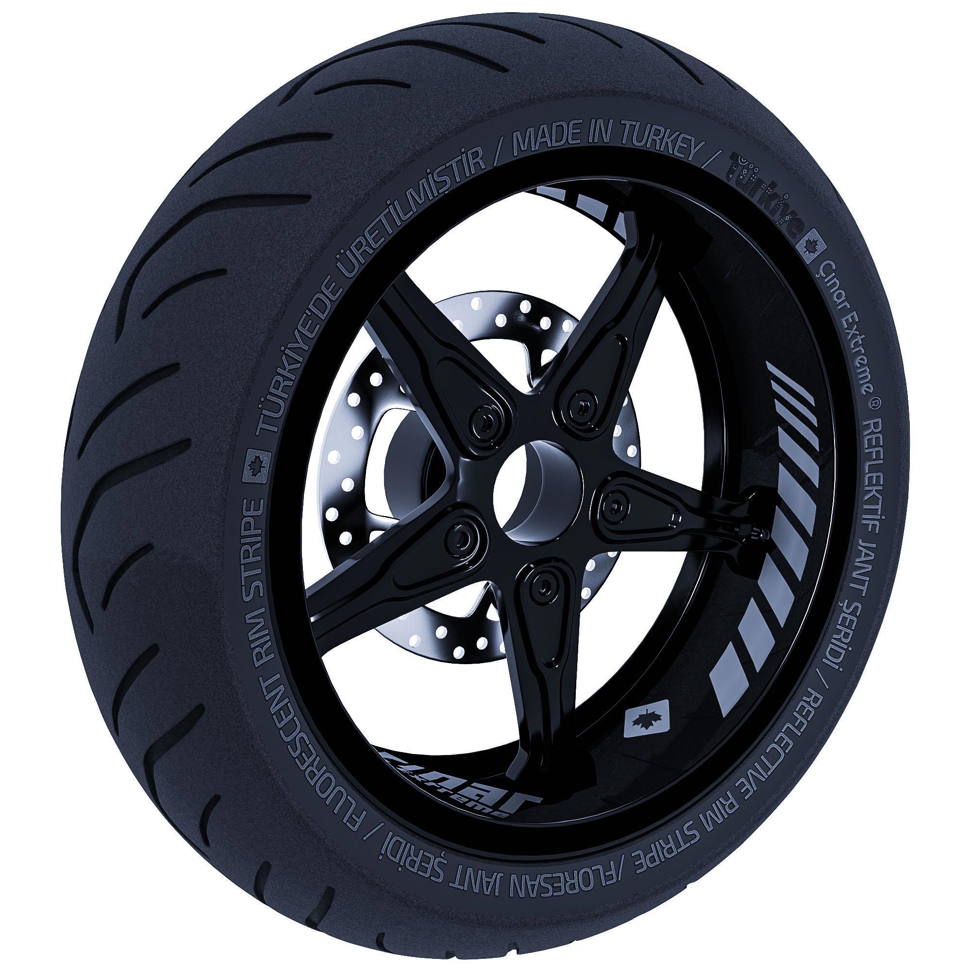 Moto Rider 4'lü Sticker Seti Taş Grisi İç Dış Jant Şeridi Kask ve