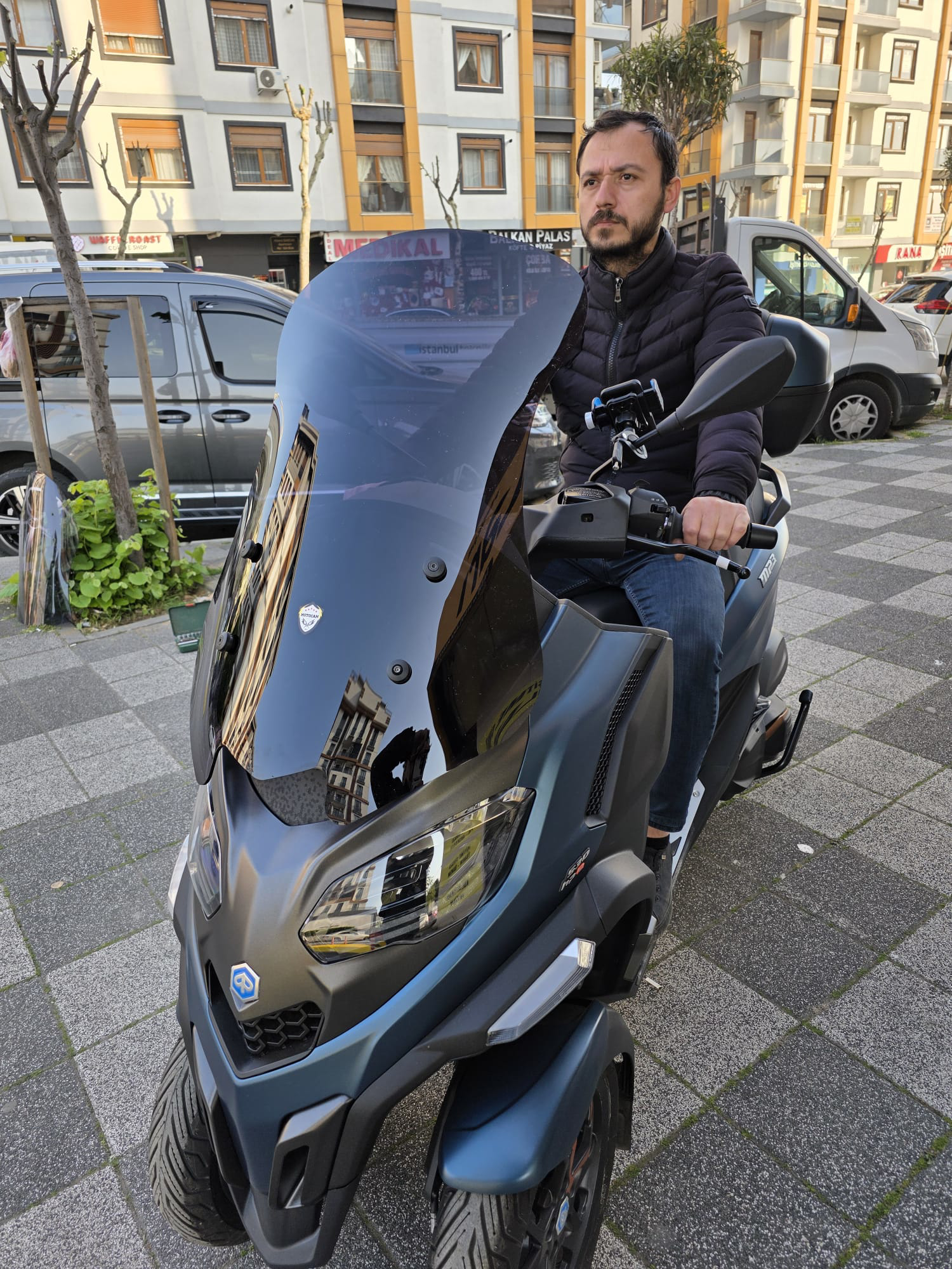 Motocam  Piaggio Mp3 530 Siperlik Ön Cam 2023-2025 Model 72Cm Siya