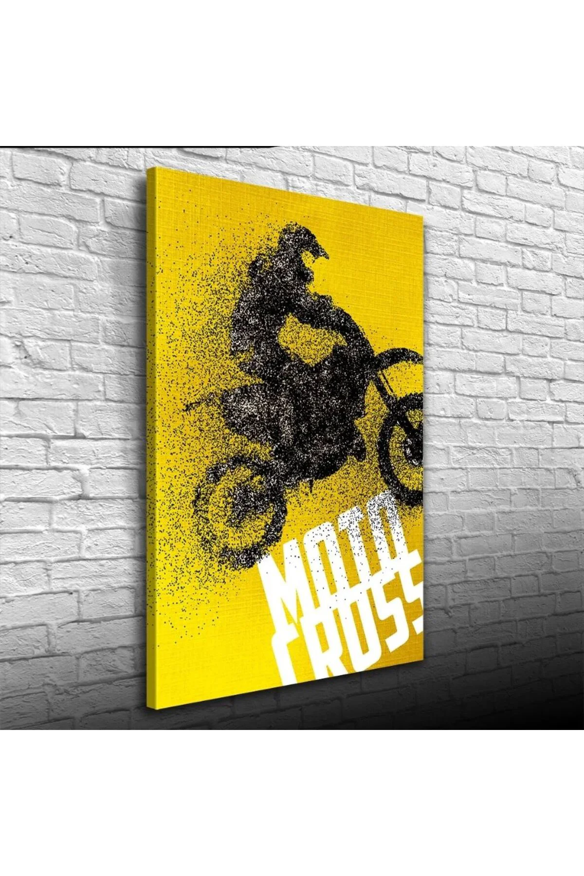 Motor Cross Sarı Siyah Tonlarda Poster Kanvas Tablo 50 x 70