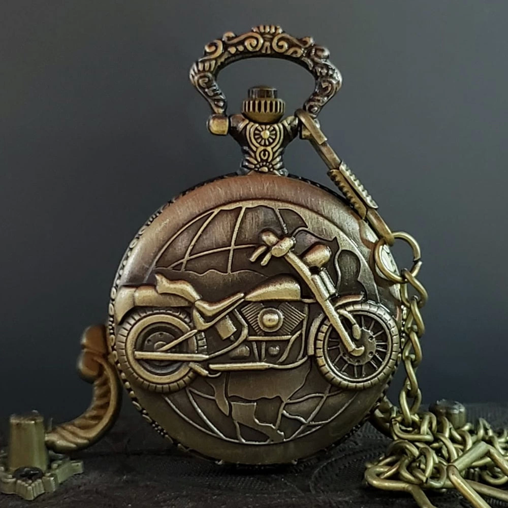 Just Cheap Store Motor Tasarımlı Köstekli Antika Saat