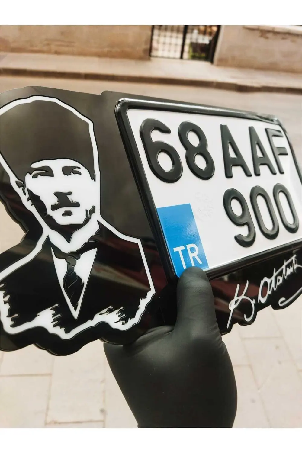 Motor Ve Atv Plakalık Lüks Atatürk Fotoğraflı Isimli, Kişiye Özel