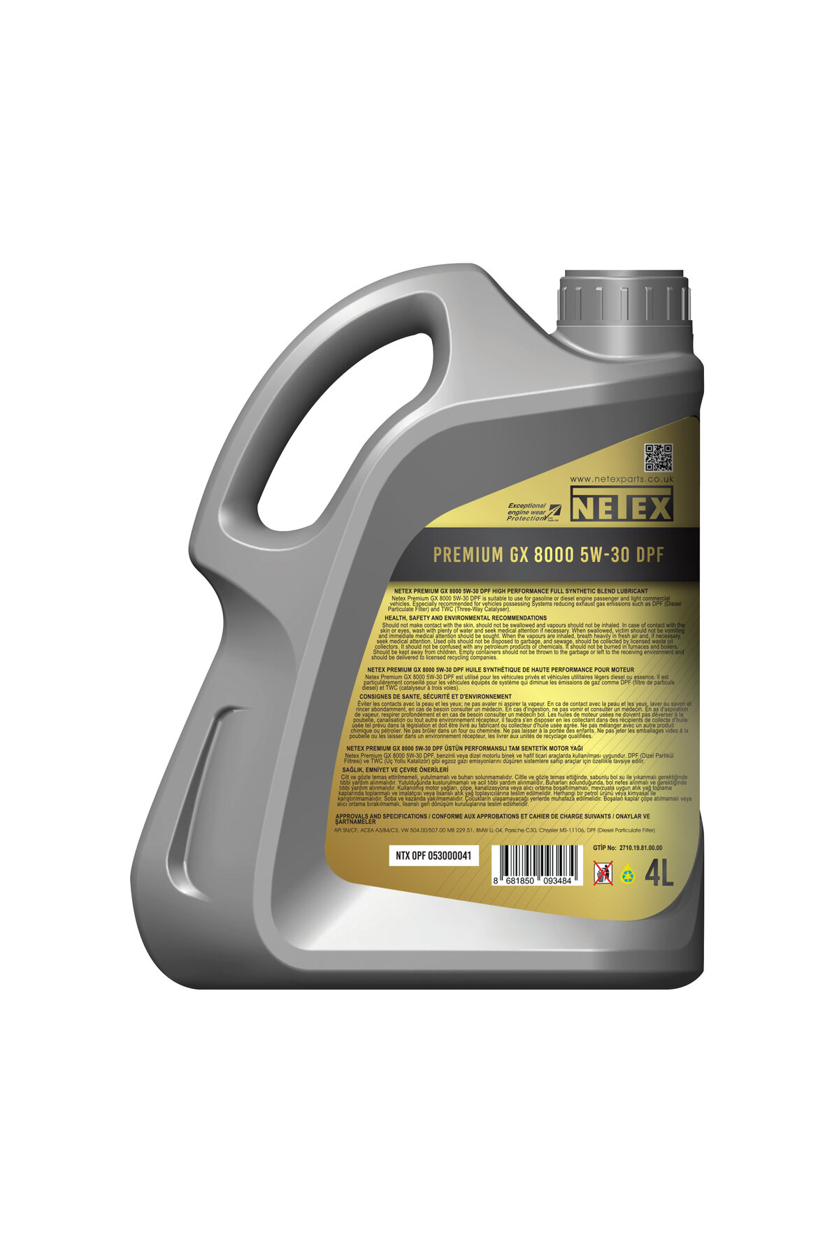 Netex Motor Yaği Synthetic Blend 4 Lt. 5W-30 Dpf ( Dizel Partikül Filtr