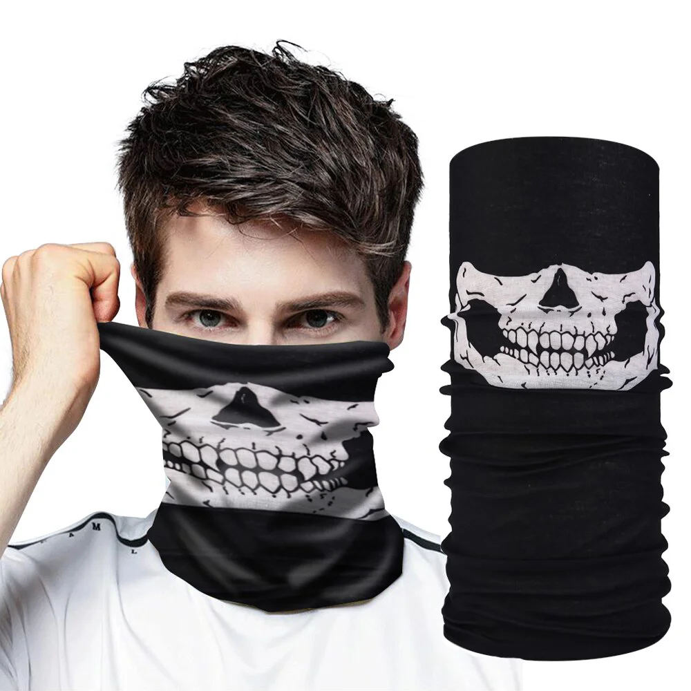 Motorcu Boyunluk Buff Bandana 25x48 cm - Kafatası Çene Modeli Yüz Maskesi