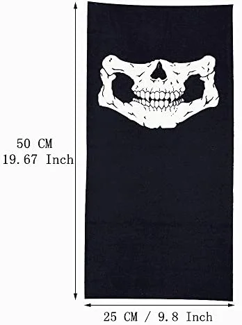 Motorcu Boyunluk Buff Bandana 25x48 cm - Kafatası Çene Modeli Yüz Maskesi