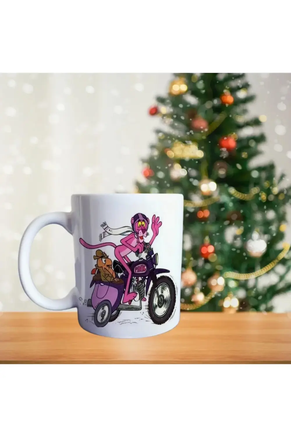 Motorcu Pembe Panter - Pink Panter - Çizgi Film Temalı Porselen K