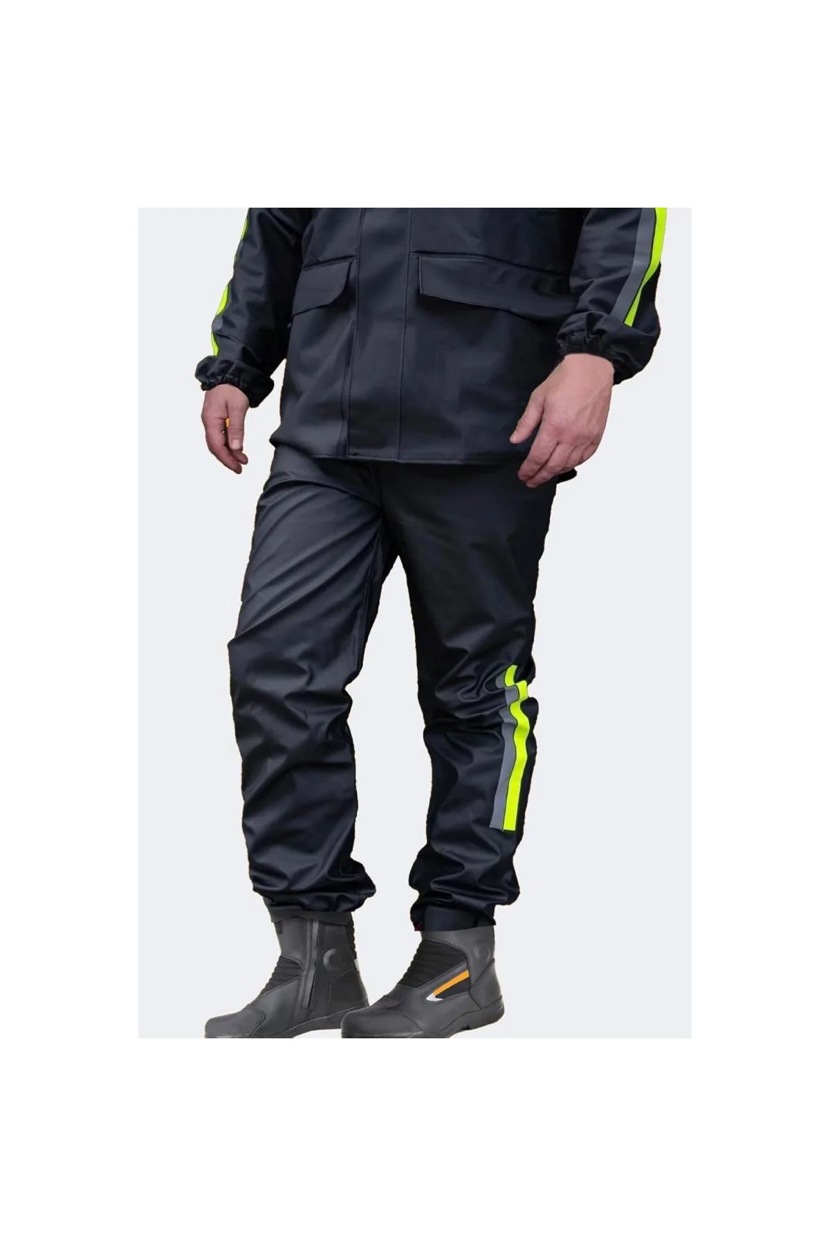 Motorcu Yağmurluk Takımı,%100 Su Geçirmez PVC, Cepli, Reflektörlü