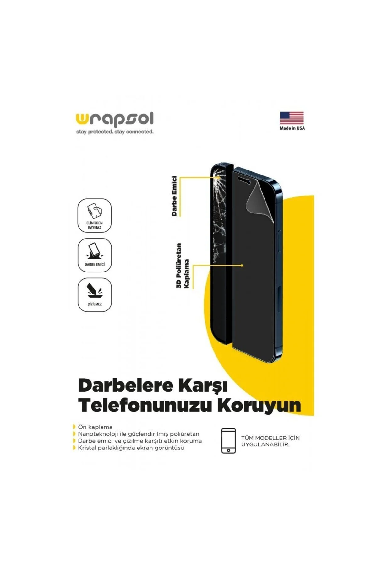 Motorola One Vision Ekran Koruyucu Kaplama Darbe Emici Poliüretan Film Amerika Üretimi